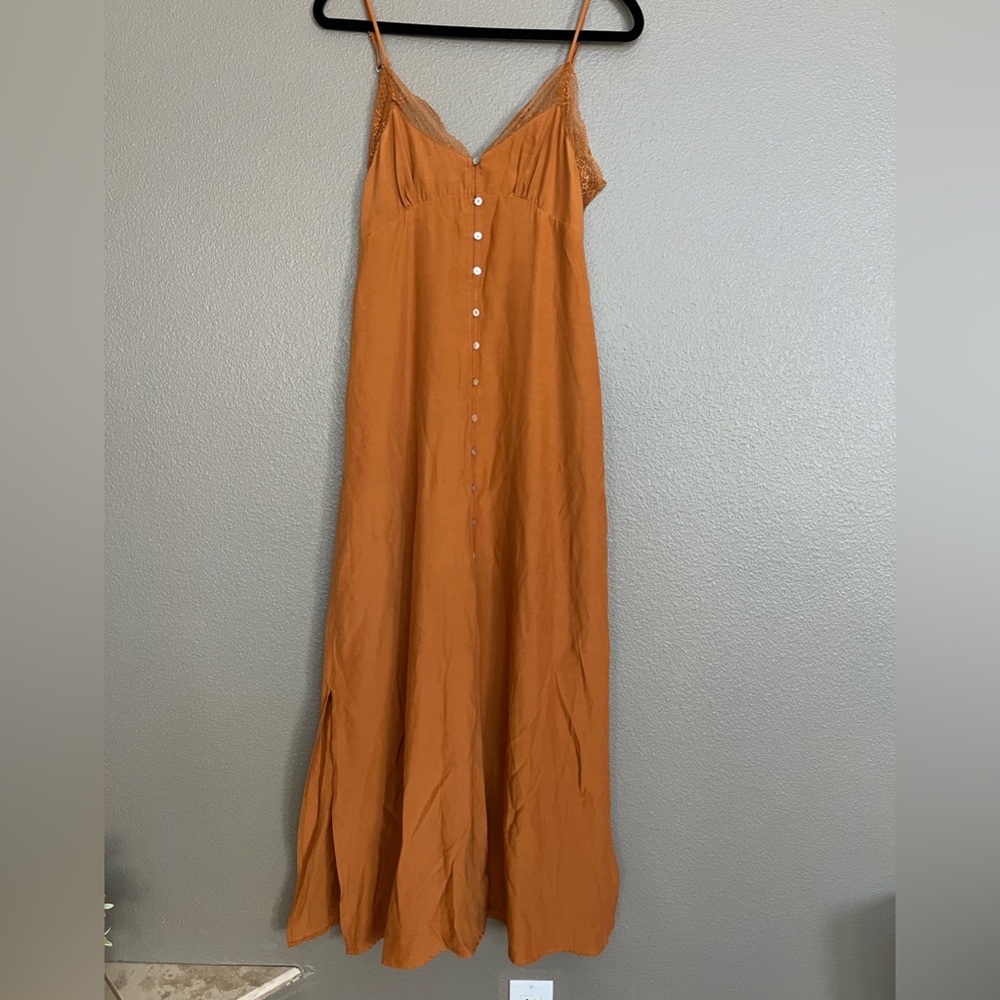 Never worn Lovestitch Burnt Orange Maxi Dress with Button Detail